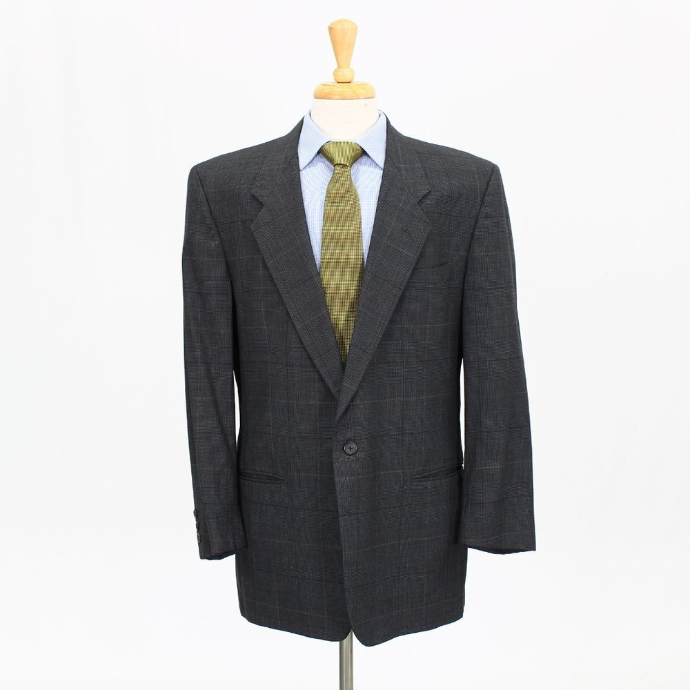 Givenchy Monsieur 44R Gray Check 2-Button Sport Coat Blazer Jacket B544